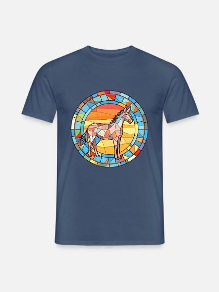 Esel bunte Aquarell-Tier-Haustier-Illustration - Männer T-Shirt - Dunkles Denimblau