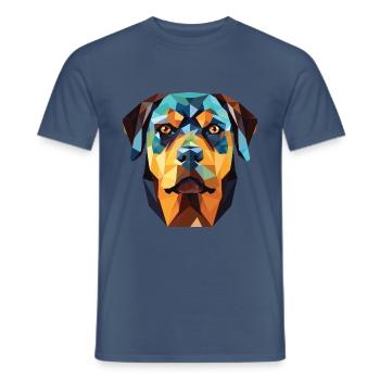 Rottweiler Deutsche Hunderasse Buntes Aquarell - Männer T-Shirt - Dunkles Denimblau - Vorne - AI Model Male 178 light (178cm)