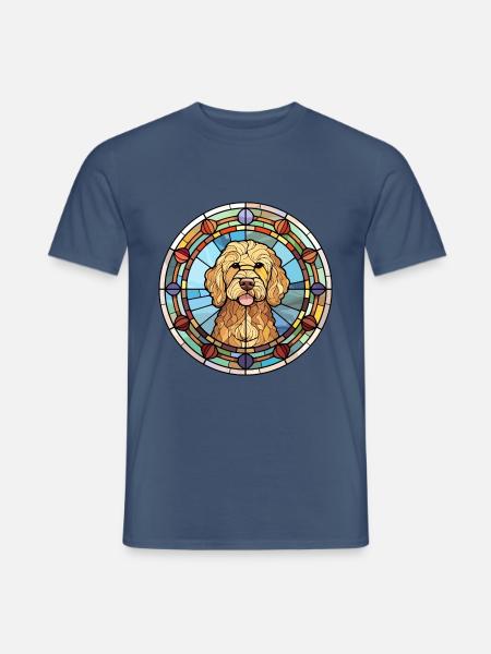Goldendoodle Hunderasse Buntes Glas - Männer T-Shirt - Dunkles Denimblau