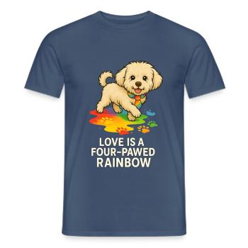 Love is a Four-Pawed Rainbow – Pride Hund - Männer T-Shirt - Dunkles Denimblau - Vorne - AI Model Male 178 light (178cm)
