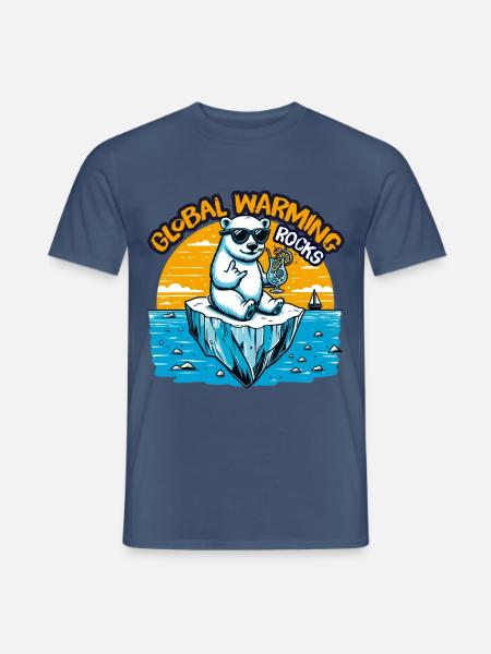 Global Warming Rocks - Männer T-Shirt - Dunkles Denimblau
