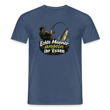 Echte Männer angeln ihr Essen - Männer T-Shirt - Dunkles Denimblau - Vorne - AI Model Male 178 light (178cm)
