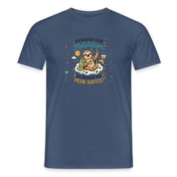 Mehr Kaffee Motivation Faultier - Männer T-Shirt - Dunkles Denimblau - Vorne - AI Model Male 178 light (178cm)