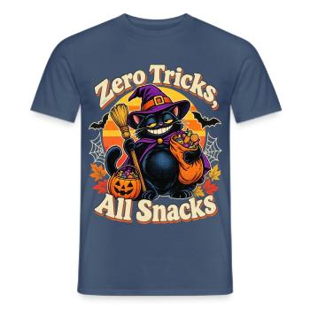 Halloween Hexenkatze Zero Tricks Snacks - Männer T-Shirt - Dunkles Denimblau - Vorne - AI Model Male 178 light (178cm)