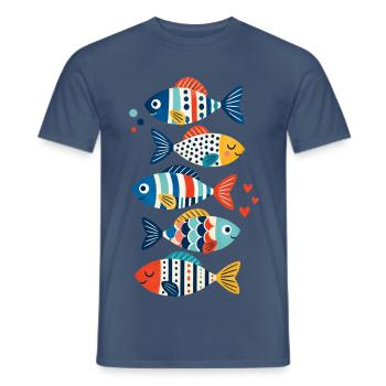 Geometrischer Regenbogenfisch - Männer T-Shirt - Dunkles Denimblau - Vorne - AI Model Male 178 light (178cm)