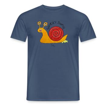 SnoozySnail – müde Schnecke für Morgenmuffel - Männer T-Shirt - Dunkles Denimblau - Vorne - AI Model Male 178 light (178cm)