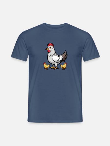 Huhn mit Küken - Männer T-Shirt - Dunkles Denimblau