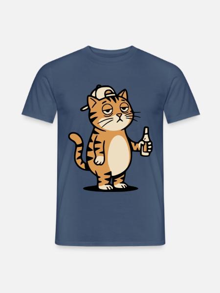 Bier Katze - Männer T-Shirt - Dunkles Denimblau