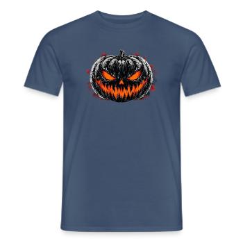 Finster Pumpkin: Schwarzweiß Jack-O'-Lantern - Männer T-Shirt - Dunkles Denimblau - Vorne - AI Model Male 178 light (178cm)