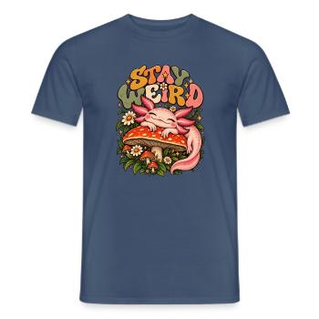 Axolotl Pilz Design Süßes Salamander Tier Retro - Männer T-Shirt - Dunkles Denimblau - Vorne - AI Model Male 178 light (178cm)