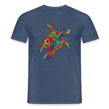 Schildkröte Vintage Hawaiian Meeresschildkröte - Männer T-Shirt - Dunkles Denimblau - Vorne - AI Model Male 178 light (178cm)