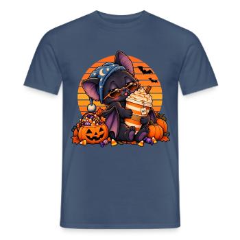 Halloween Fledermaus-Arzt mit Kaffee - Männer T-Shirt - Dunkles Denimblau - Vorne - AI Model Male 178 light (178cm)