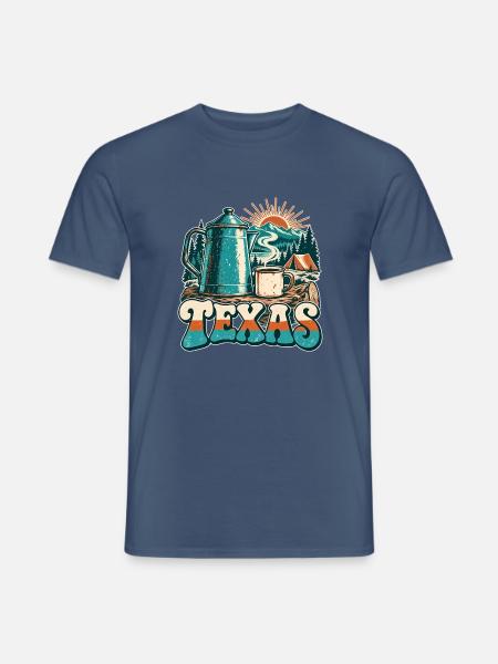 Texas Kaffee Sonnenaufgang Retro - Männer T-Shirt - Dunkles Denimblau