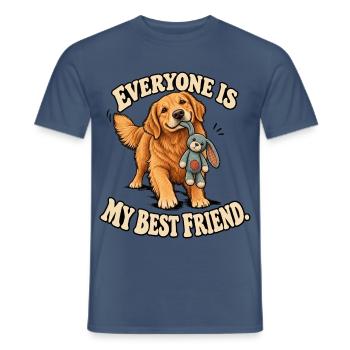 Freundlicher Golden Retriever - Männer T-Shirt - Dunkles Denimblau - Vorne - AI Model Male 178 light (178cm)