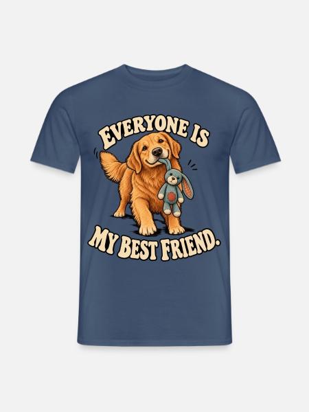 Freundlicher Golden Retriever - Männer T-Shirt - Dunkles Denimblau
