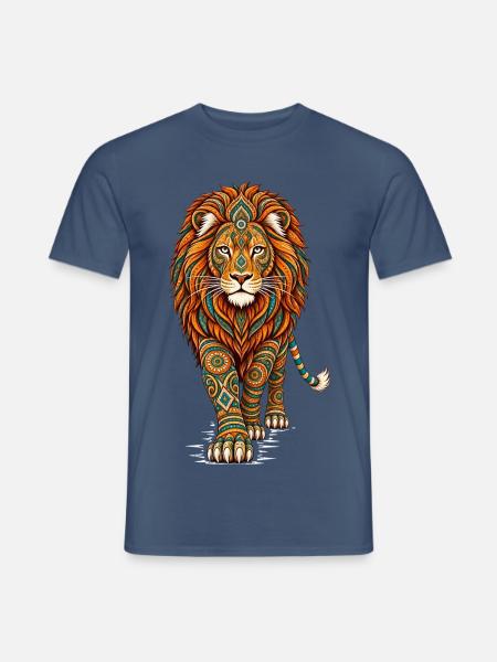 Mandala Löwe Zen Spirituell Boho - Männer T-Shirt - Dunkles Denimblau