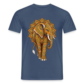 Mandala Elefant Zen Spirituell Yoga - Männer T-Shirt - Dunkles Denimblau - Vorne - AI Model Male 178 light (178cm)