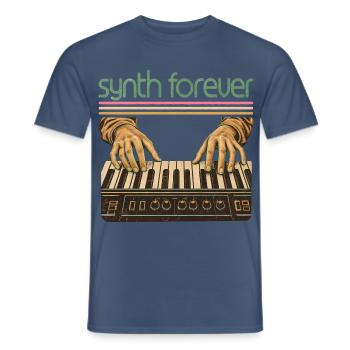 Synthesizer Hände Retro Keyboard Musiker - Männer T-Shirt - Dunkles Denimblau - Vorne - AI Model Male 178 light (178cm)