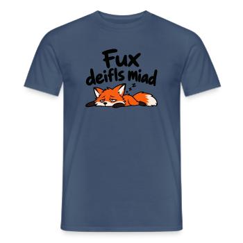 Fux deifls miad – Lustiger müder Fuchs - Männer T-Shirt - Dunkles Denimblau - Vorne - AI Model Male 178 light (178cm)