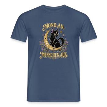 Mondkatze im Sternenkranz - Männer T-Shirt - Dunkles Denimblau - Vorne - AI Model Male 178 light (178cm)