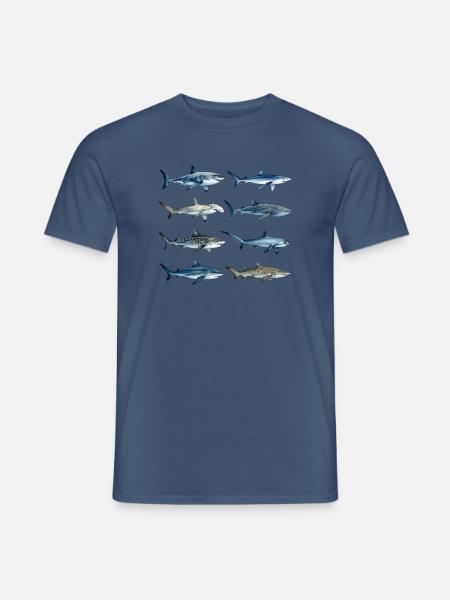Haie der Welt - Männer T-Shirt - Dunkles Denimblau