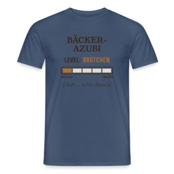 Bäcker Azubi Level Brötchen - Männer T-Shirt - Dunkles Denimblau - Vorne - AI Model Male 178 light (178cm)