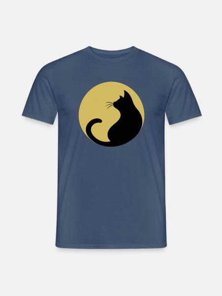 Katze Mond - Männer T-Shirt - Dunkles Denimblau