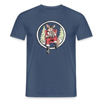 Häschen-Santa im Weihnachtskreis - Männer T-Shirt - Dunkles Denimblau - Vorne - AI Model Male 178 light (178cm)