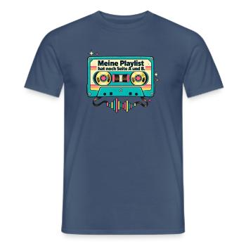 80er Musikfan Mixtape Kassette Retro Nostalgie - Männer T-Shirt - Dunkles Denimblau - Vorne - AI Model Male 178 light (178cm)