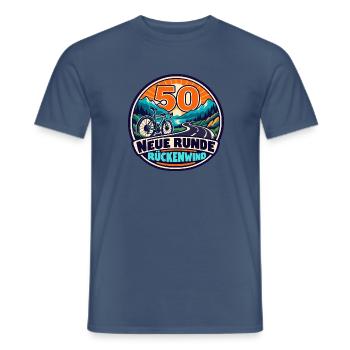 50 Geburtstag – Neue Runde, Rückenwind - Männer T-Shirt - Dunkles Denimblau - Vorne - AI Model Male 178 light (178cm)