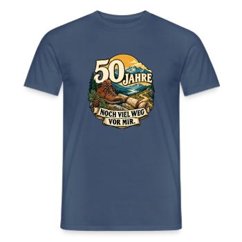 50 Jahre Abenteuerweg - Männer T-Shirt - Dunkles Denimblau - Vorne - AI Model Male 178 light (178cm)
