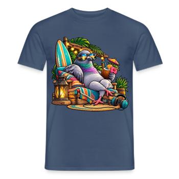 Taube im Tropenurlaub – Entspannter Vogel - Männer T-Shirt - Dunkles Denimblau - Vorne - AI Model Male 178 light (178cm)
