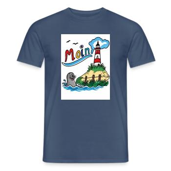 EG Moin Leuchtturm Robbe Seehund Urlaub Geschenk - Männer T-Shirt - Dunkles Denimblau - Vorne - AI Model Male 178 light (178cm)