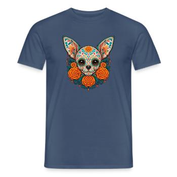 Chihuahua-Zuckerschädel – Tag der Toten, Chi Dad - Männer T-Shirt - Dunkles Denimblau - Vorne - AI Model Male 178 light (178cm)