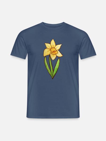 Narzissen-Aquarellblüte - Männer T-Shirt - Dunkles Denimblau