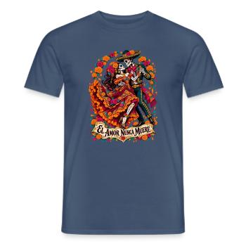 Liebe bleibt: Dia Muertos Paar - Männer T-Shirt - Dunkles Denimblau - Vorne - AI Model Male 178 light (178cm)