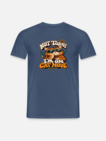 Lustige rote Katze mit Brille - Männer T-Shirt - Dunkles Denimblau