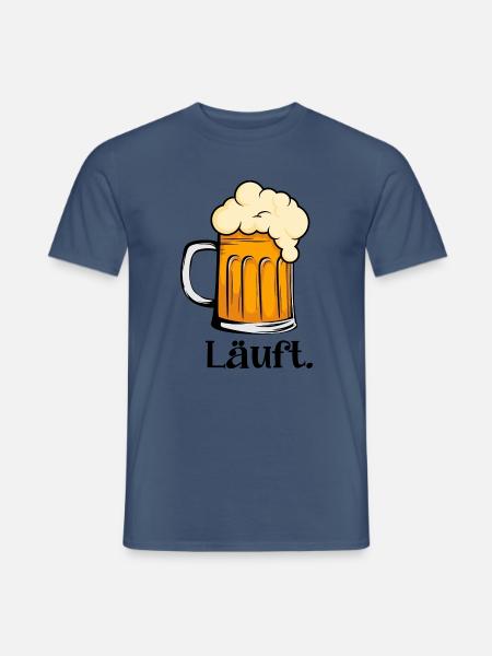 Läuft - Schäumender Bierkrug - Männer T-Shirt - Dunkles Denimblau