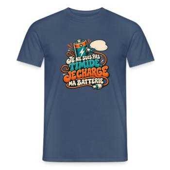 Ich bin nicht schüchtern, ich lade meinen Akku auf - Männer T-Shirt - Dunkles Denimblau - Vorne - AI Model Male 178 light (178cm)