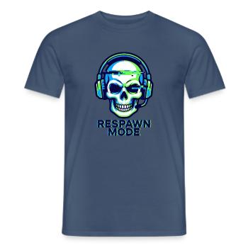 Respawn-Modus – Gamer Skull Badge - Männer T-Shirt - Dunkles Denimblau - Vorne - AI Model Male 178 light (178cm)