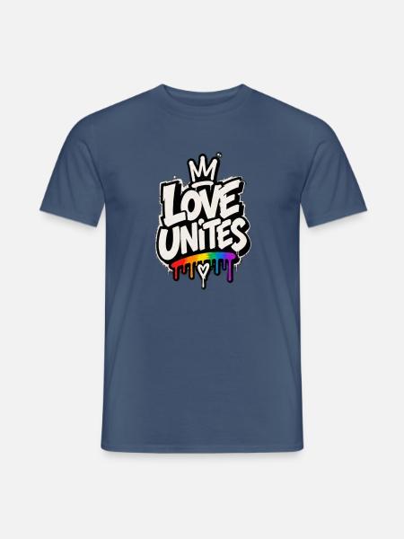 Love Unites - Männer T-Shirt - Dunkles Denimblau