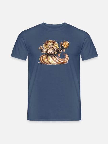 Wald-Herbsthexe mit Bernstein-Hexenstab - Männer T-Shirt - Dunkles Denimblau