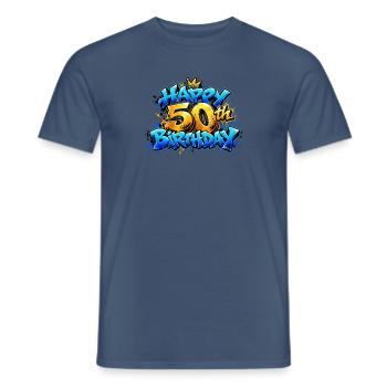 Herzlichen Glückwunsch zum 50. Geburtstag Blue Graffiti: Epic Legend! - Männer T-Shirt - Dunkles Denimblau - Vorne - AI Model Male 178 light (178cm)