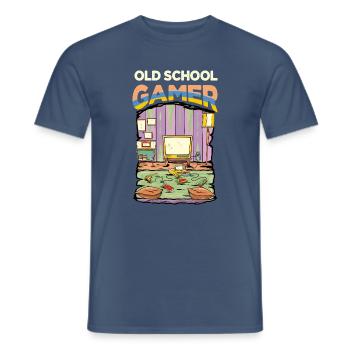 Retro Old School Gamer - Männer T-Shirt - Dunkles Denimblau - Vorne - AI Model Male 178 light (178cm)