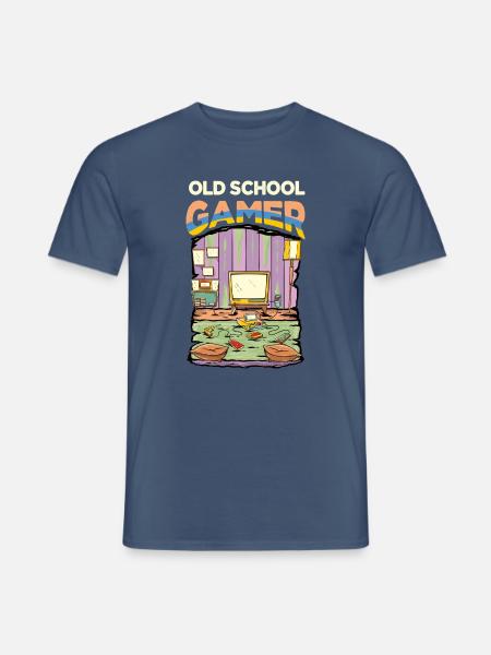Retro Old School Gamer - Männer T-Shirt - Dunkles Denimblau