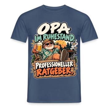 Opa im Ruhestand: Profi Ratgeber - Männer T-Shirt - Dunkles Denimblau - Vorne - AI Model Male 178 light (178cm)