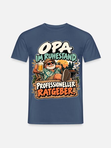 Opa im Ruhestand: Profi Ratgeber - Männer T-Shirt - Dunkles Denimblau