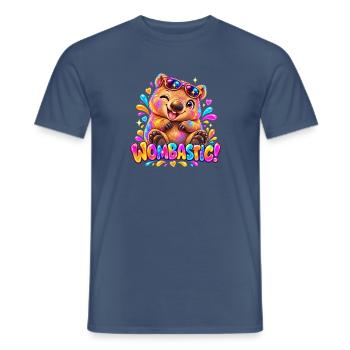Wombastic Wombat Regenbogen - Männer T-Shirt - Dunkles Denimblau - Vorne - AI Model Male 178 light (178cm)