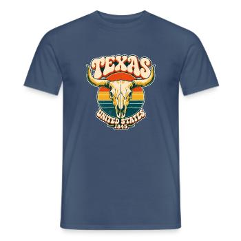 Texas Retro Sonnenuntergang - Männer T-Shirt - Dunkles Denimblau - Vorne - AI Model Male 178 light (178cm)