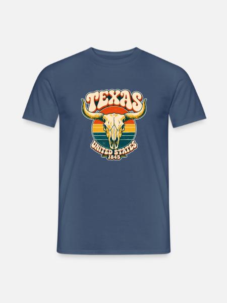 Texas Retro Sonnenuntergang - Männer T-Shirt - Dunkles Denimblau